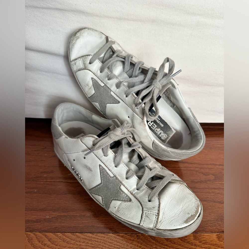 Women's White Sneakers with Gray Star Accent